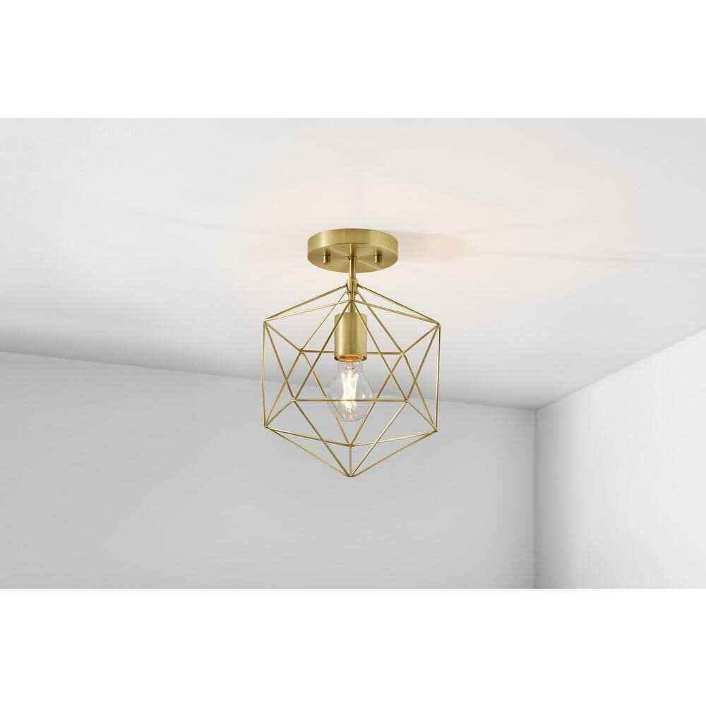 Hampton Bay Winfield 9.5 in. 1-Light Gold Semi-Flush Mount Ceiling Light Fixture