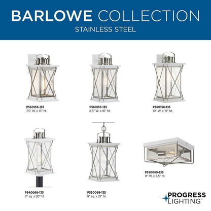 Progress Lighting Barlowe 2-Light Stainless Steel Farmhouse Flush Mount Light