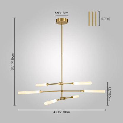 RRTYO Sumler 6-Light Integrated LED Gold Linear Sputnik Chandelier 8101000004863