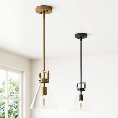 Nathan James Vincent Gold Modern Pendant Light Fixture w/ Adjustable Metal Stem