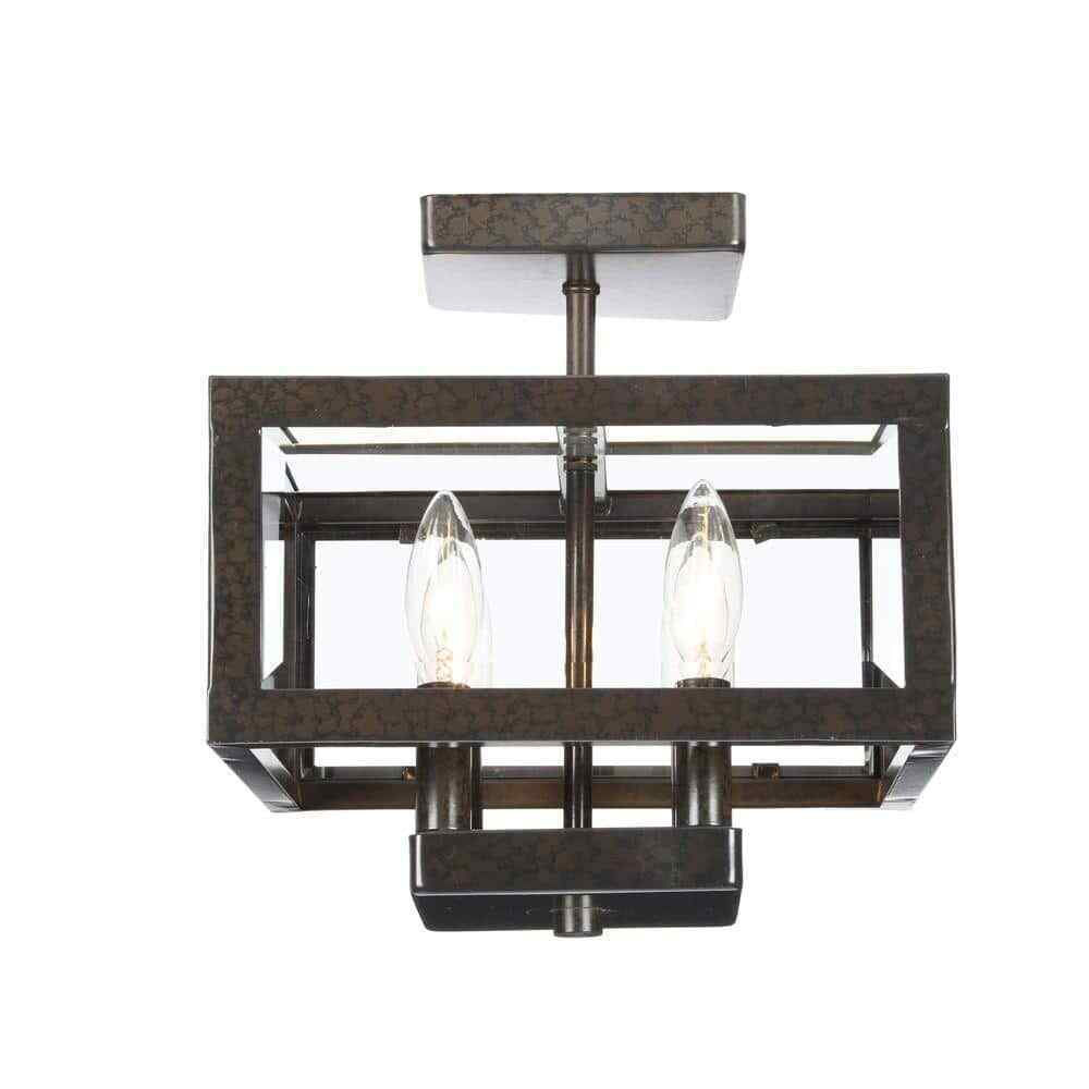 Hampton Bay Tallarook 11 in. 4-Light Oxide Brass Semi Flush Mount Ceiling Light