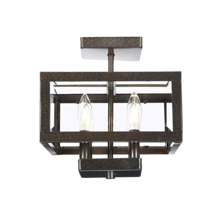Hampton Bay Tallarook 11 in. 4-Light Oxide Brass Semi Flush Mount Ceiling Light