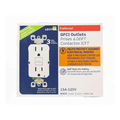 Leviton 15 Amp 125-Volt Duplex Self-Test Slim GFCI Outlet White 4-Pack