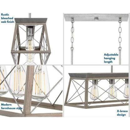 Progress Lighting Briarwood 5-Light Bleached Oak Farmhouse Chandelier Light