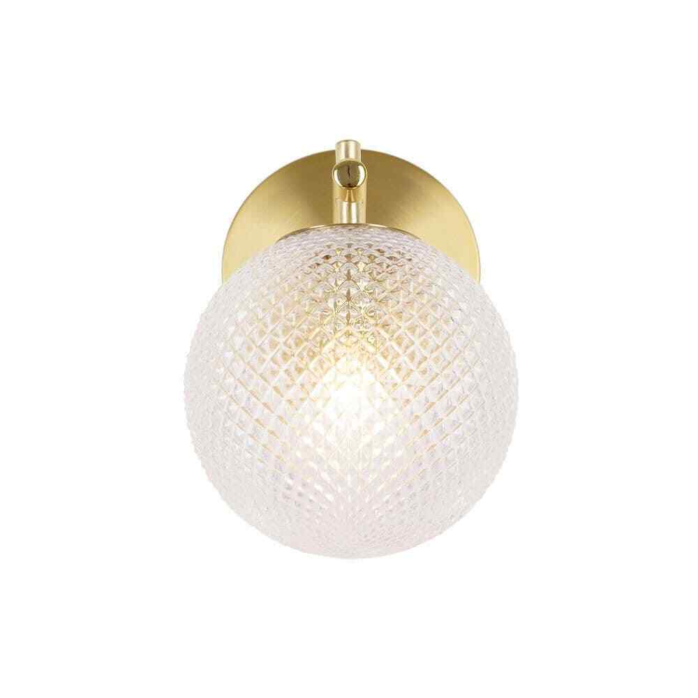Hampton Bay Walsh 1-Light Brass Wall Sconce Light with Prismatic Glass Shade