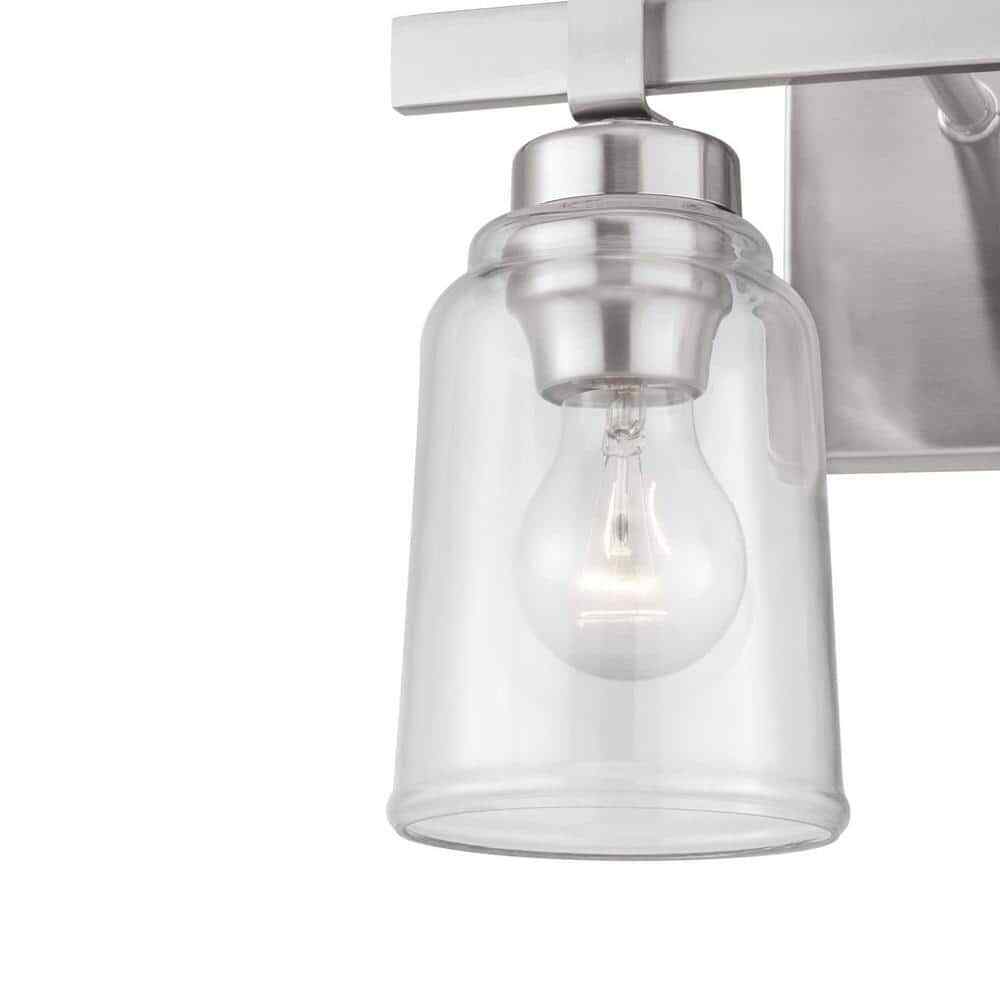 Home Decorators Knollwood 2-Light Brushed Nickel Vanity Light w/ Glass Shades