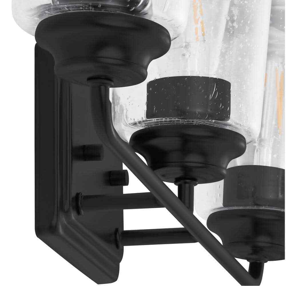 Hampton Bay Evangeline 23 in 3-Light Matte Black Farmhouse Bathroom Vanity Light