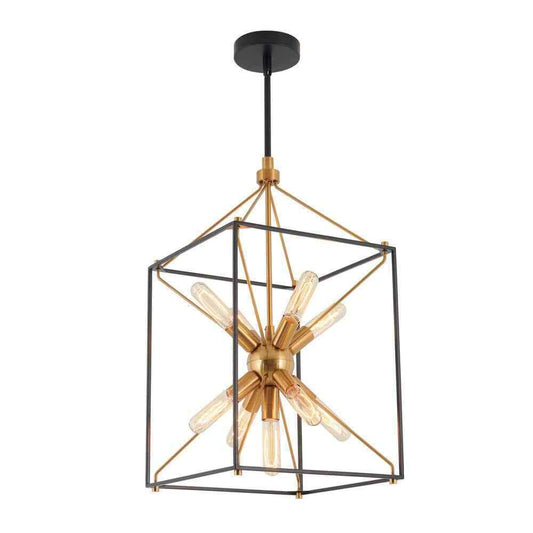 Artika Clyde 25-Watt 9-Light Black and Gold Modern Sputnik Pendant Chandelier