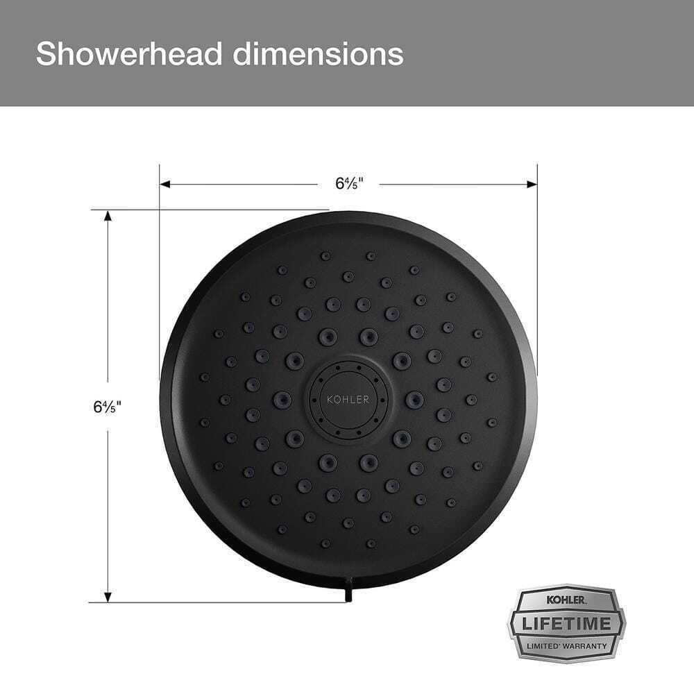 KOHLER Cursiva 3-Spray Patterns 6.75 in. Wall Mount Fixed Showerhead Matte Black