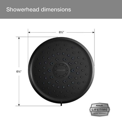 KOHLER Cursiva 3-Spray Patterns 6.75 in. Wall Mount Fixed Showerhead Matte Black