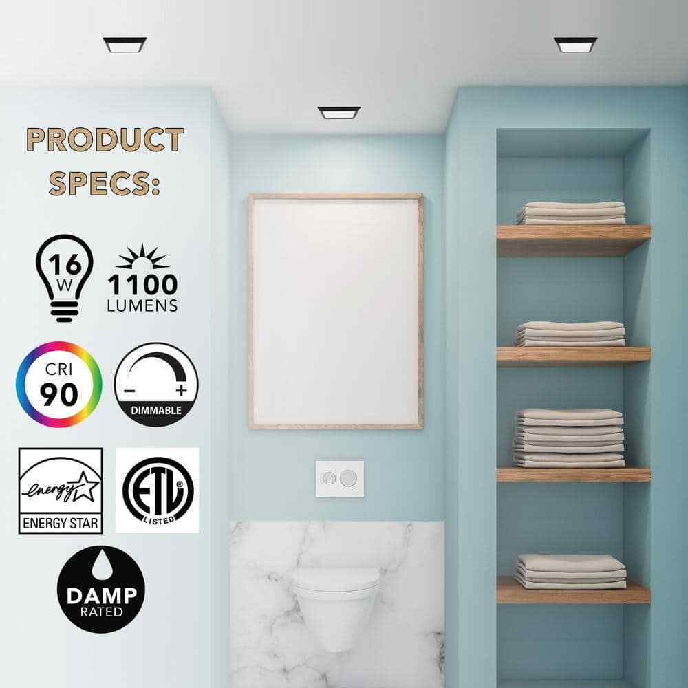 NEXT GLOW Ultra-Slim Luxurious Edge-lit 7 in. Black 4000K LED Flush Mount