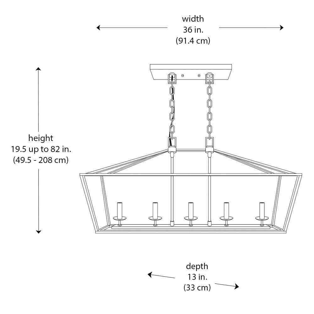 Home Decorators Weyburn 36" 5-Light Polished Chrome Farmhouse Linear Chandelier