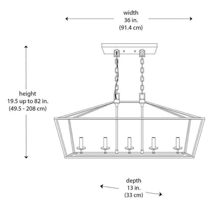 Home Decorators Weyburn 36" 5-Light Polished Chrome Farmhouse Linear Chandelier
