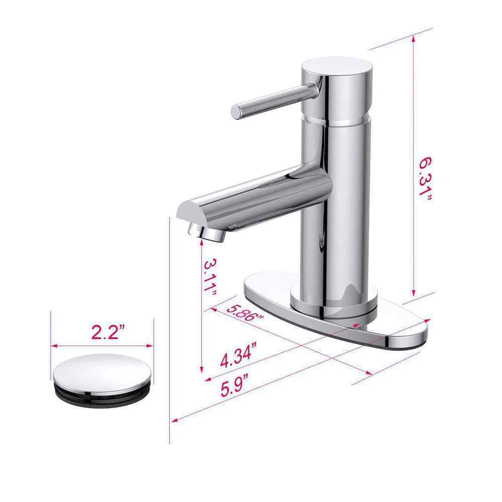 Cartway Single-Handle Single Hole Bathroom Faucet in Chrome