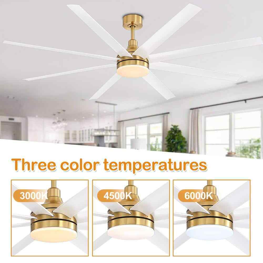 Breezary Archer 72 in. LED Indoor Gold Ceiling Fan w/ Light and Remote Control