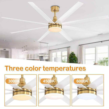 Breezary Archer 72 in. LED Indoor Gold Ceiling Fan w/ Light and Remote Control