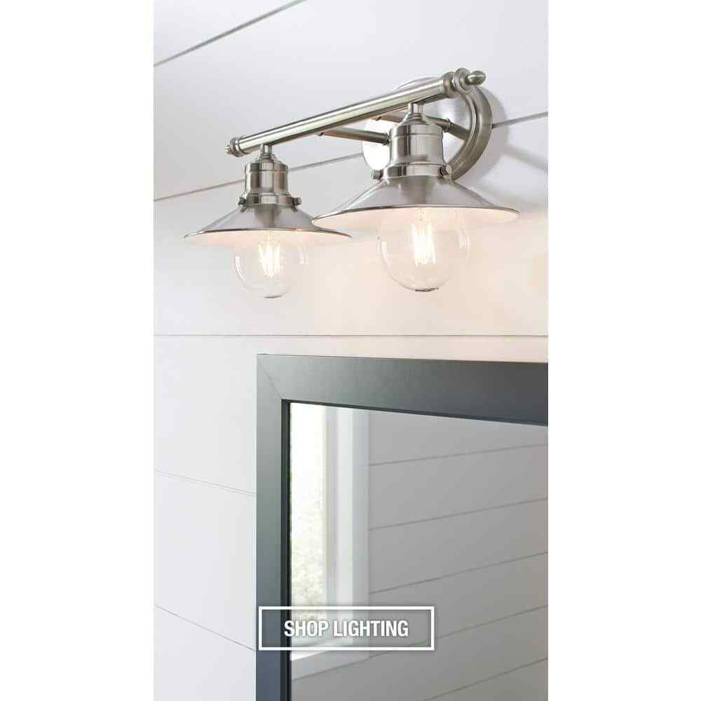 Home Decorators Glenhurst 16 in. 2-Light  Brushed Nickel  Vanity Light Fixture