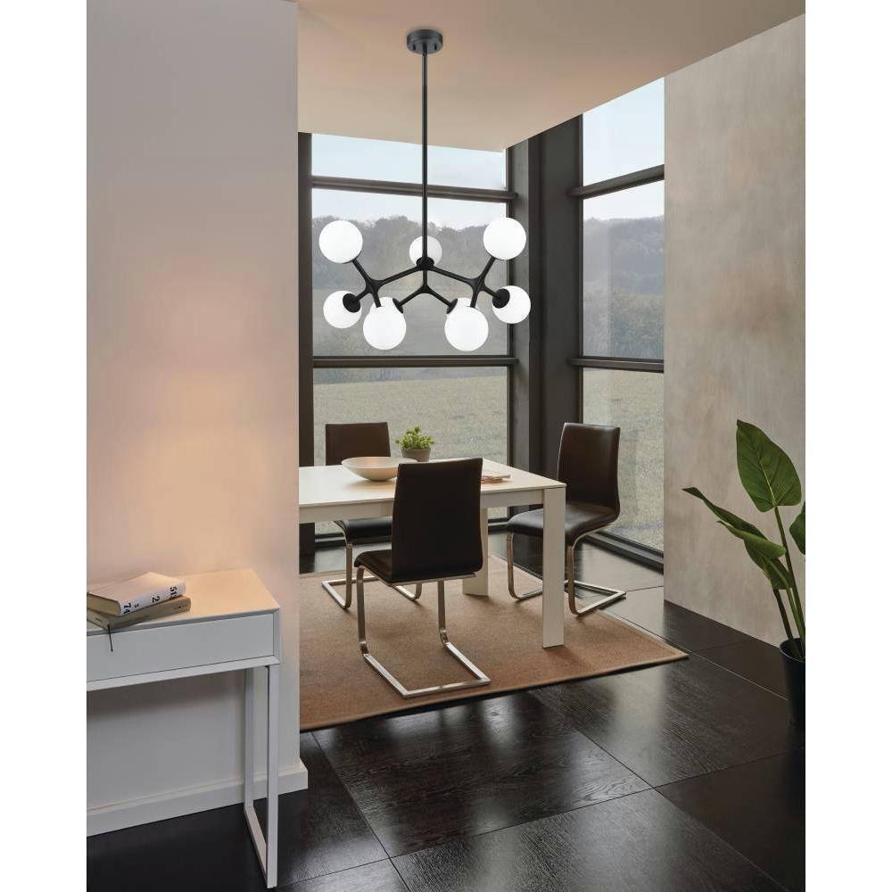 Eglo Maragall Black Convertible Pendant/Semi Flush Mount with Opal Glass Shades