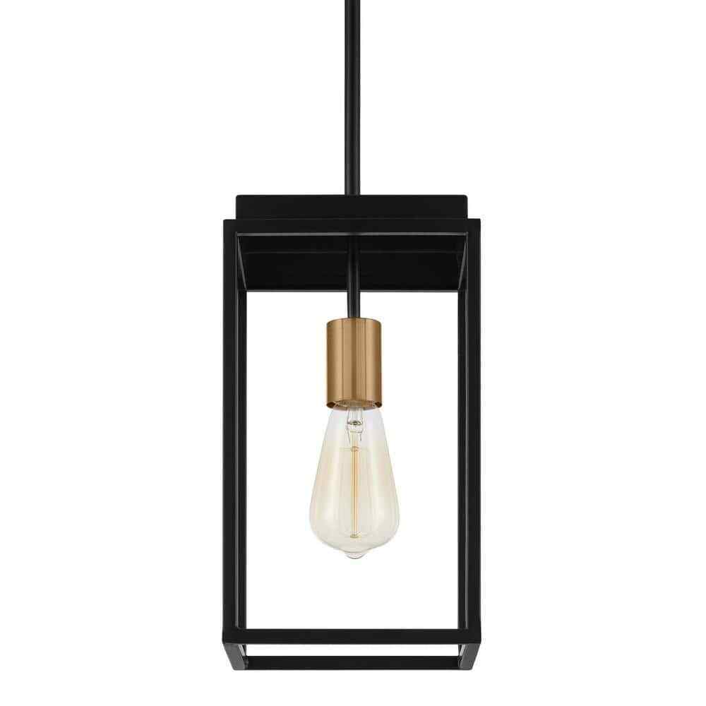 Home Decorators Rollins 1-Light Black Cage Mini Pendant Light for Kitchen