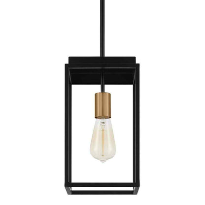 Home Decorators Rollins 1-Light Black Cage Mini Pendant Light for Kitchen