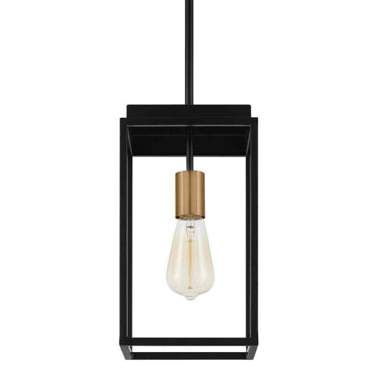 Home Decorators Rollins 1-Light Black Cage Mini Pendant Light for Kitchen