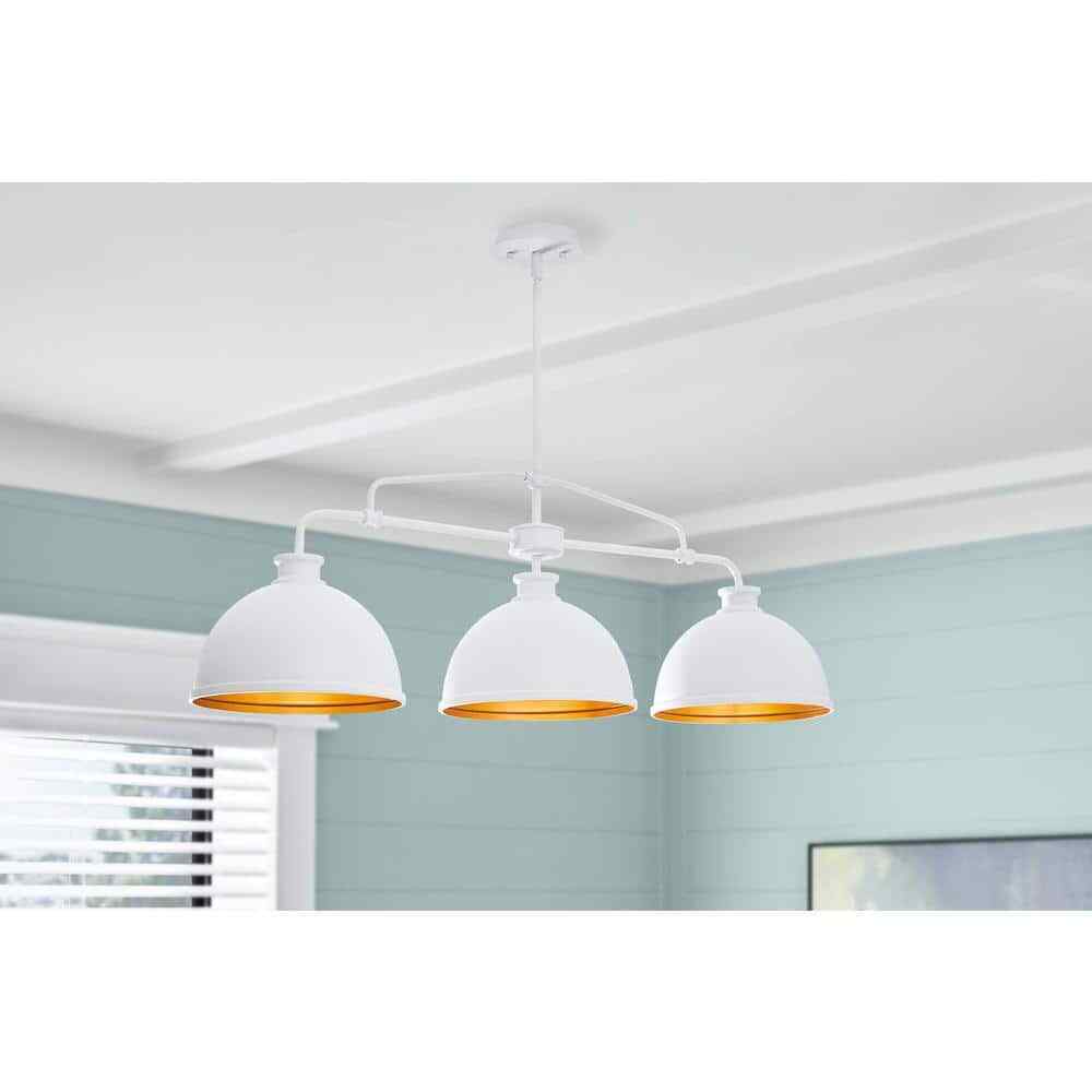 Hampton Bay Tallulah 3-Light White Dining Room Chandelier Linear Island Pendant