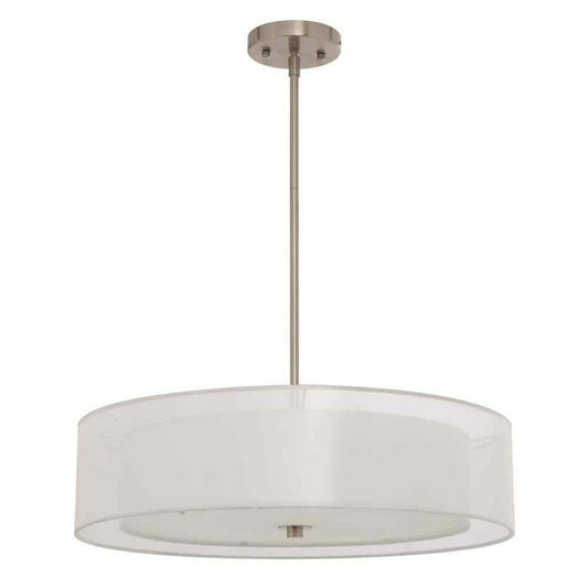 Merra 3-Light Antique Bronze Double Drum Pendant with Outer Organza Shade