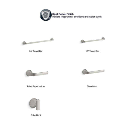 KOHLER Cursiva 24 in. Towel Bar in Vibrant Brushed Nickel