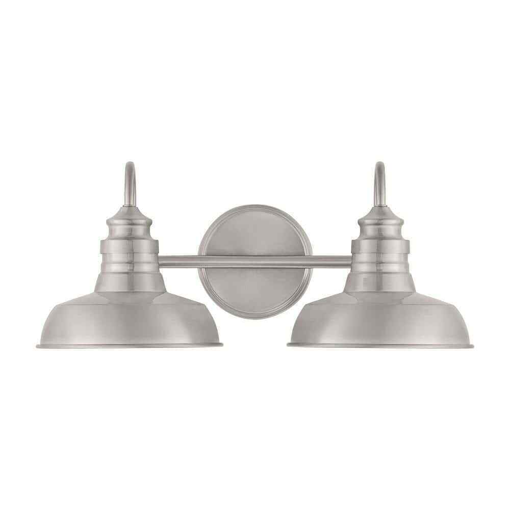 Hampton Bay Elmcroft 18.25 in. 2-Light Brushed Nickel Vanity w/ Metal Shades