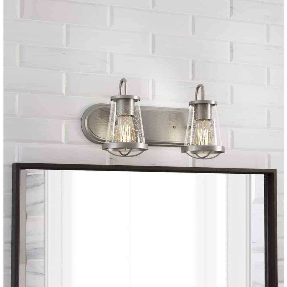 Home Decorators Georgina 18 in. 2-light Brushed Nickel Industrial indoor vanity