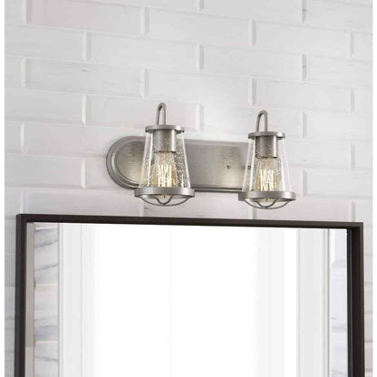 Home Decorators Georgina 18 in. 2-light Brushed Nickel Industrial indoor vanity