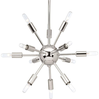 Progress Lighting Ion Collection 12-Light Polished Nickel Modern Chandelier