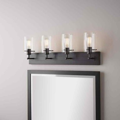 Hampton Bay Regan 29.25 in. 4-Light Matte Black Bathroom Vanity Light