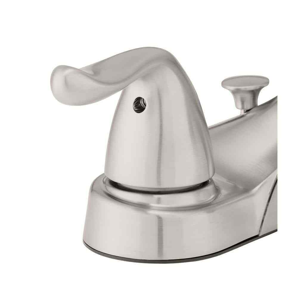 Glacier Bay 4 in. Centerset 2-Handle Low-Arc Bathroom Faucet in Brushed Nickel
