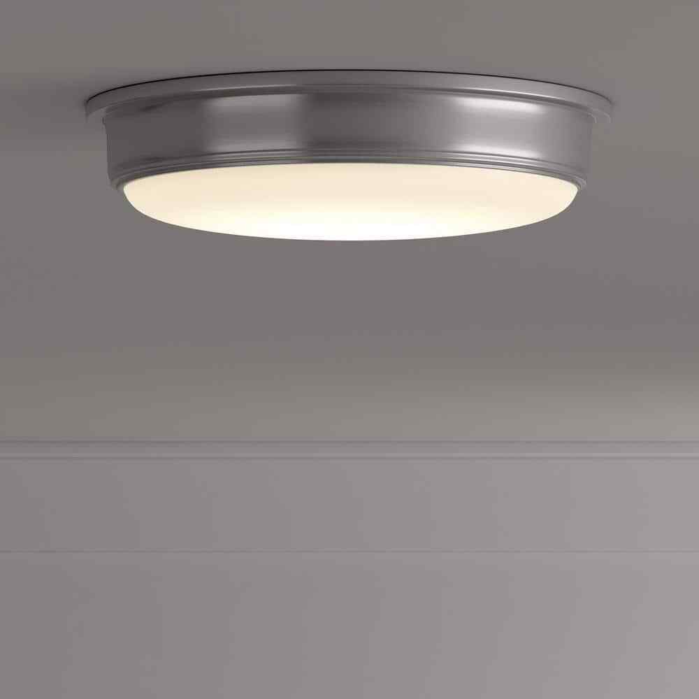 Hampton Bay Savannah 13 in. Brushed Nickel Selectable LED Flush Mount IKE8091L-5