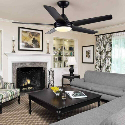 YUHAO 48 in. Dimmable Integrated LED Indoor Black Ceiling Fan w Light and Remote