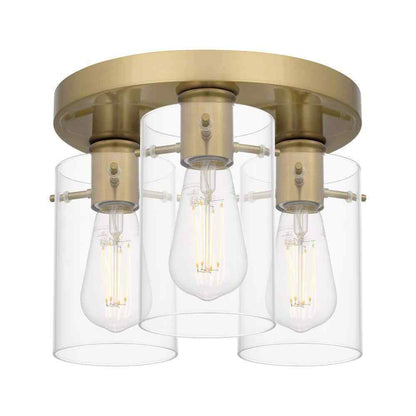 Hampton Bay Regan 11.75 in. 3-Light Brushed Gold Flush Mount