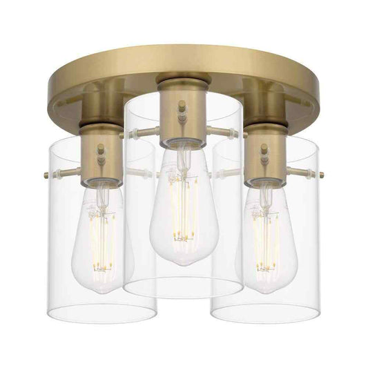 Hampton Bay Regan 11.75 in. 3-Light Brushed Gold Flush Mount