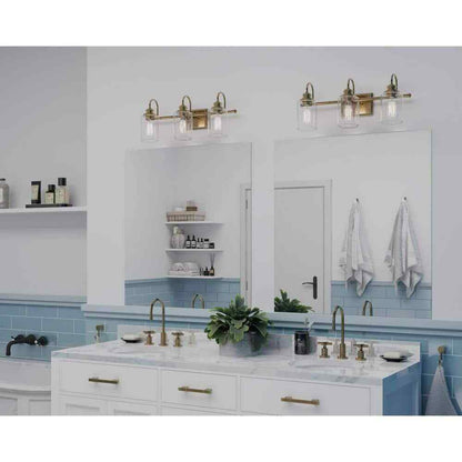 Progress Lighting Aiken 3-Light Vintage Brass Clear Glass Bath Vanity Light