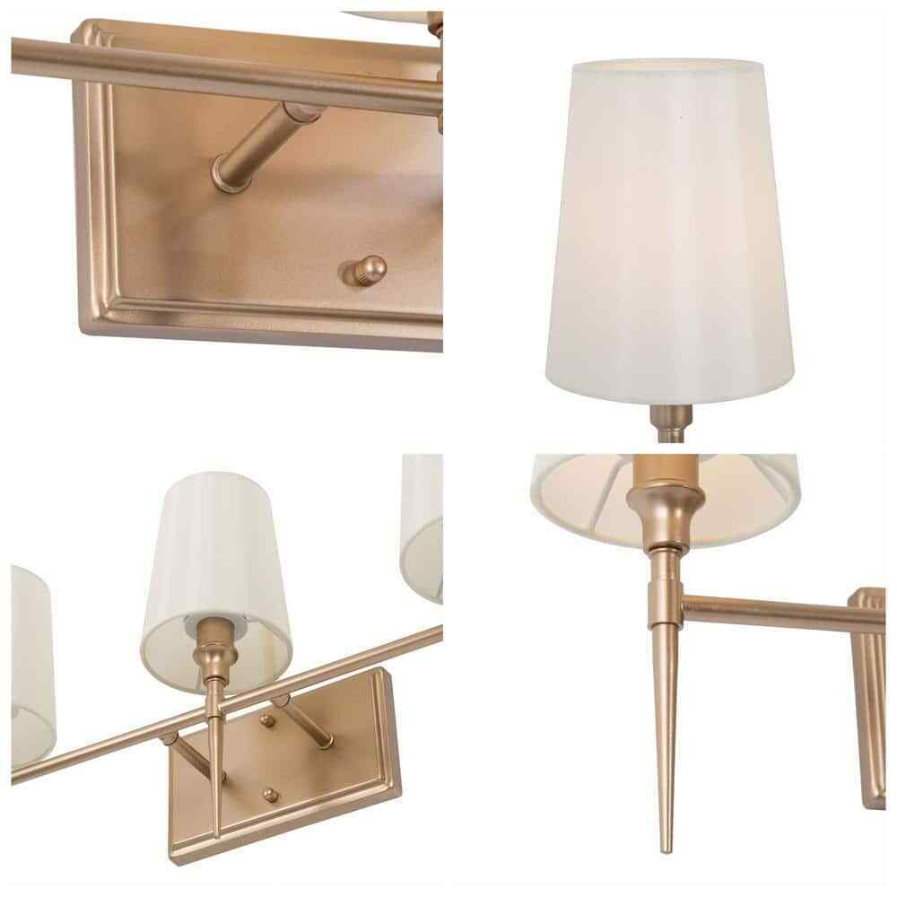 LNC Gold Bathroom Vanity Light Sconce Bath Vanity Light w/ Fabric Shades