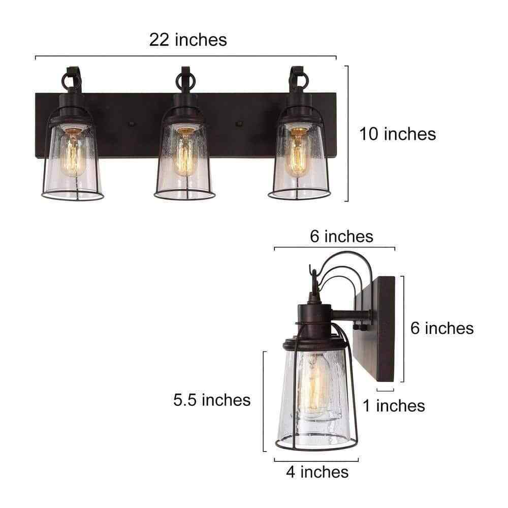 Uolfin Farmhouse Bronze Vanity Light Bathroom Wall Sconce w/ Glass Shades