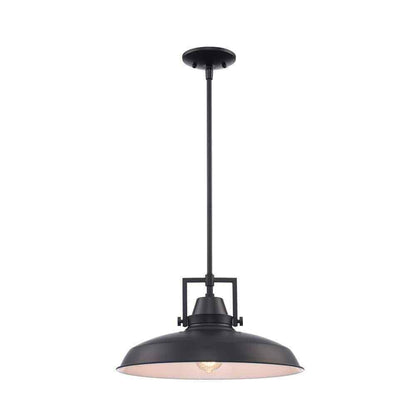 Hampton Bay Wilhelm 16 in. 1-Light Black Industrial Hanging Kitchen Pendant