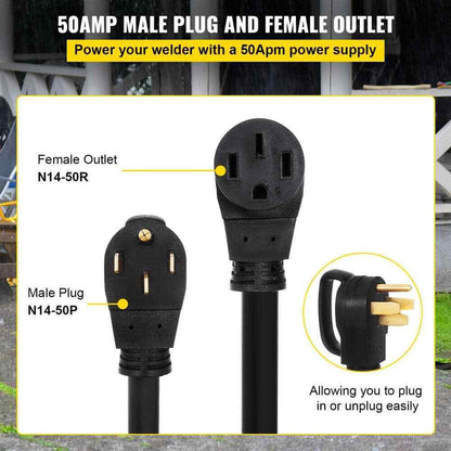 VEVOR 15 ft. 50 Amp Generator Power Cord Copper Durable Premium Extension Cord