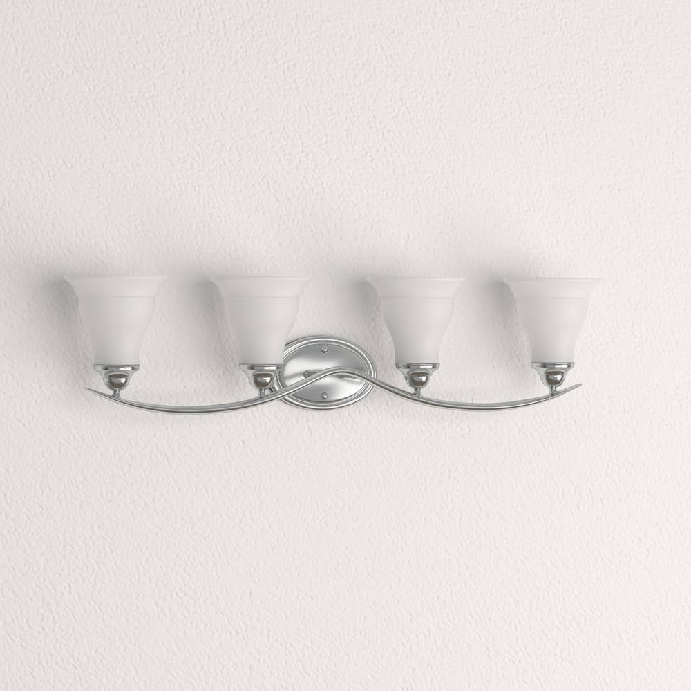 Progress Lighting Trinity Collection 4-Light Polished Chrome Glass Vanity Light