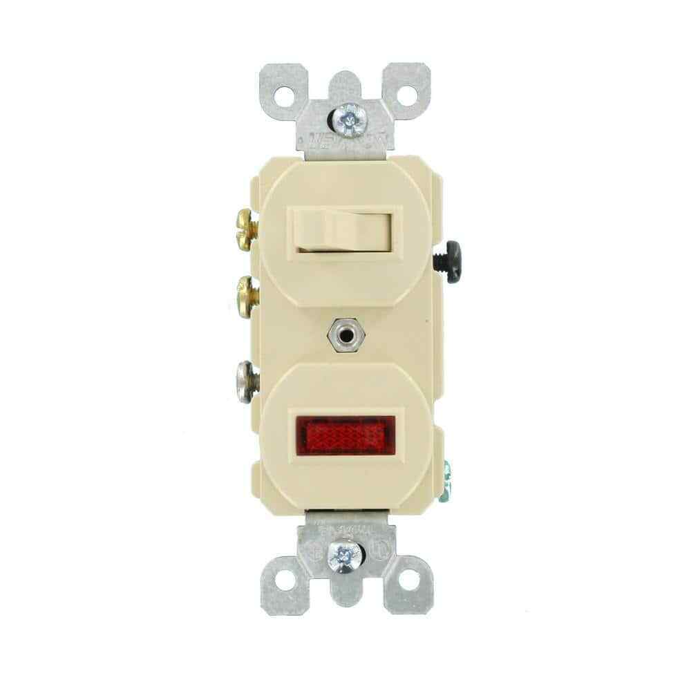 Leviton Commercial Grade Combination 3-Way Toggle Switch/Pilot Light Ivory