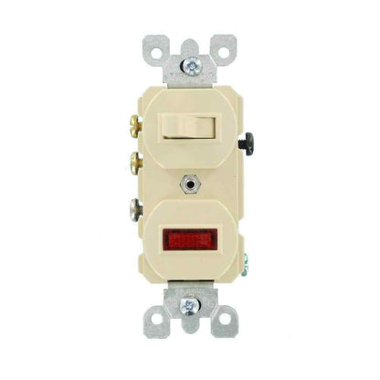 Leviton Commercial Grade Combination 3-Way Toggle Switch/Pilot Light Ivory