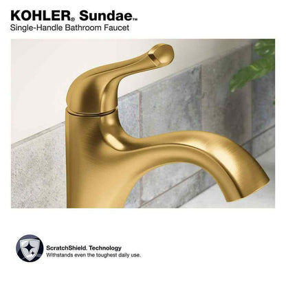 KOHLER Sundae Single Handle Single Hole Faucet in Vibrant Brushed Moderne Brass