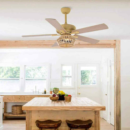 Flint Garden 52 in. Weathered Gold Ceiling Fan w/ Light Kit and Remote Control