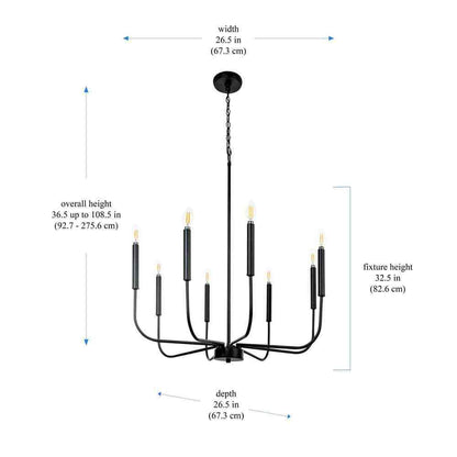 BELLADONNA Louis 8-Light Black Candlestick Chandelier