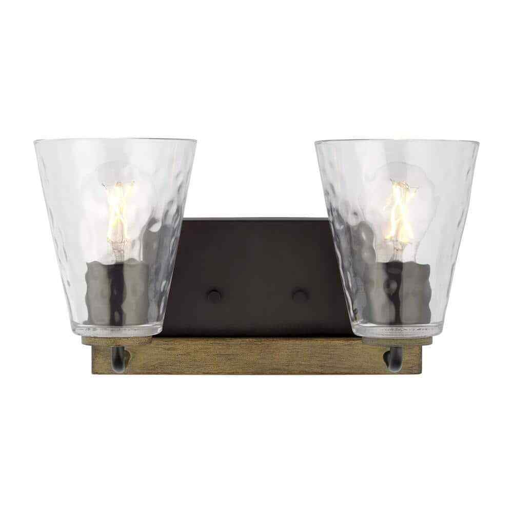 Home Decorators Westbrook Weathered Oak Rustic Farmhouse Bathroom Vanity Light